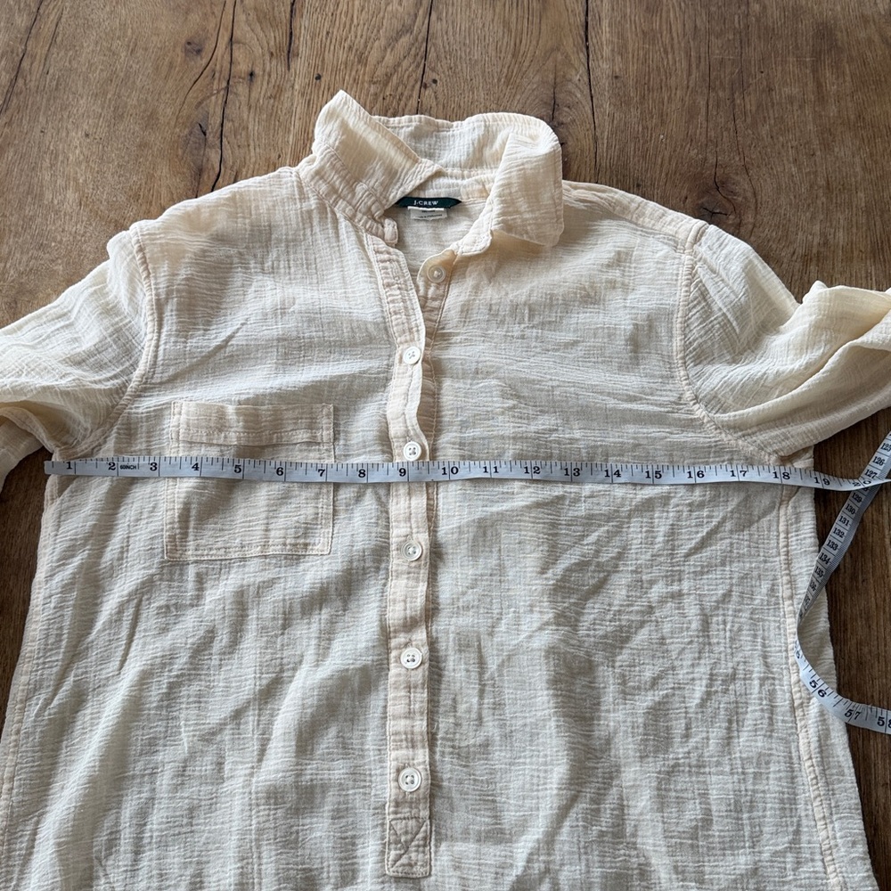 J. Crew Cream Gauze Button-Front Tunic Blouse - Picture 3 of 5